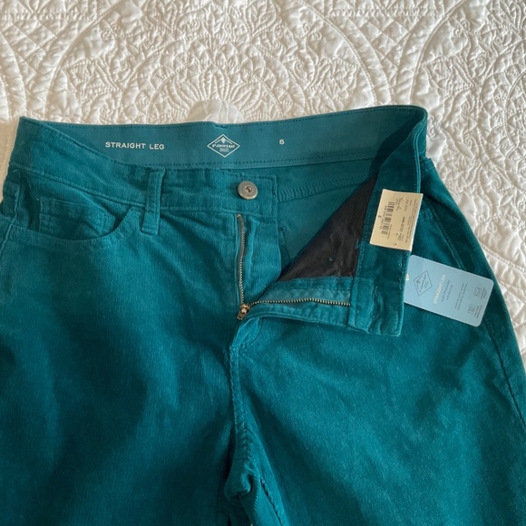 St. John's Bay Teal Straight Corduroy Pants Women's Size 8 Mid Rise - Picture 4 of 10